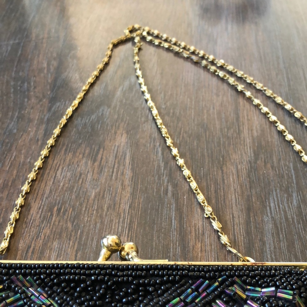 VNT beautiful black bead Scalloped handbag - Picture 3 of 16